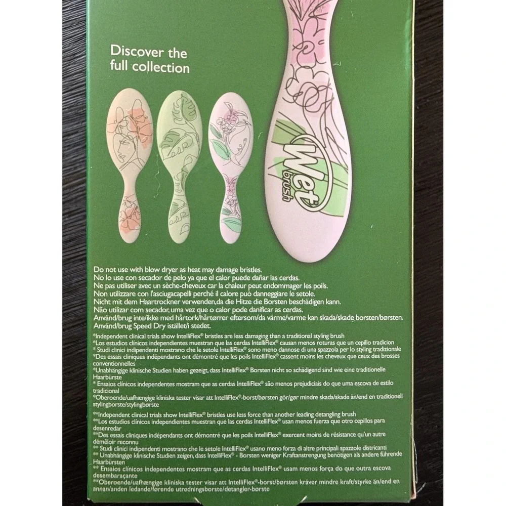 Wet Brush Original Detangler Limited Edition Pink Line Art Face Floral Hairbrush - Picture 6 of 7